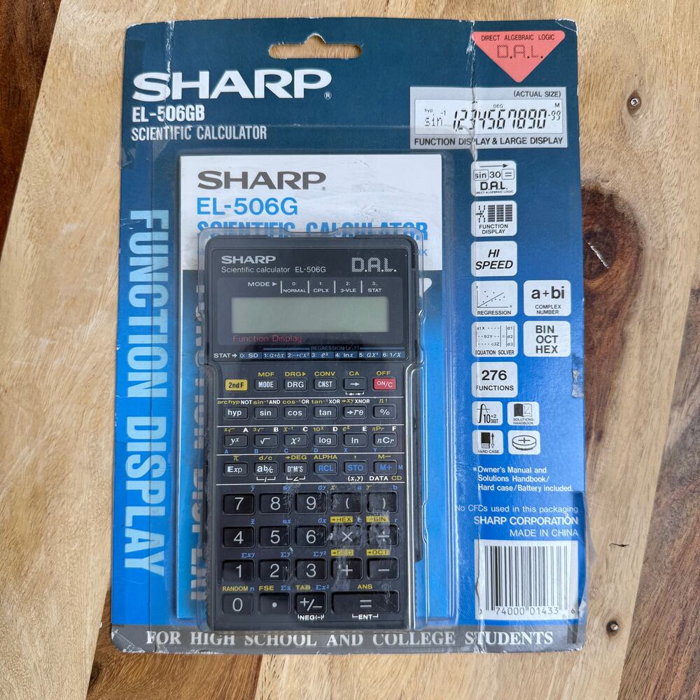 SHARP EL-506GB Scientific Calculator D.A.L Manyal Hard Case SEALED